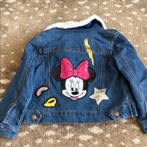 Minnie Mouse Denim Jacket with Sherpa Collar - Pink Accent